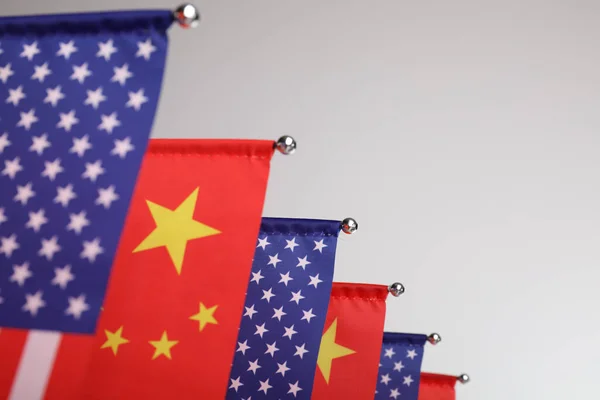 Usa China Flags Light Background Closeup International Relations — Stock Photo, Image