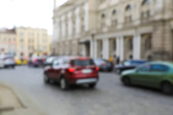 Blurred View City Street Traffic Cars — Fotografia de Stock