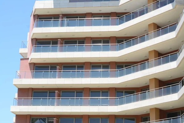 Exterior Beautiful Residential Building Balconies — Foto de Stock