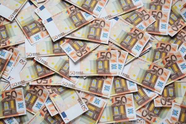 Eurobankjegy Háttérként Felülnézetből Pénzcsere — Stock Fotó