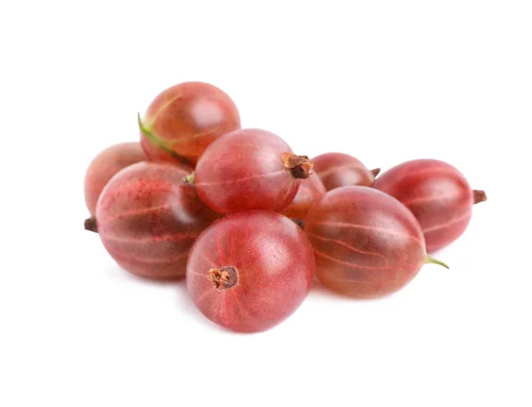 Pile Fresh Ripe Gooseberries White Background — Stok Foto