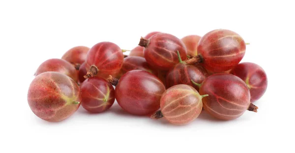 Pile Fresh Ripe Gooseberries White Background — Stok Foto