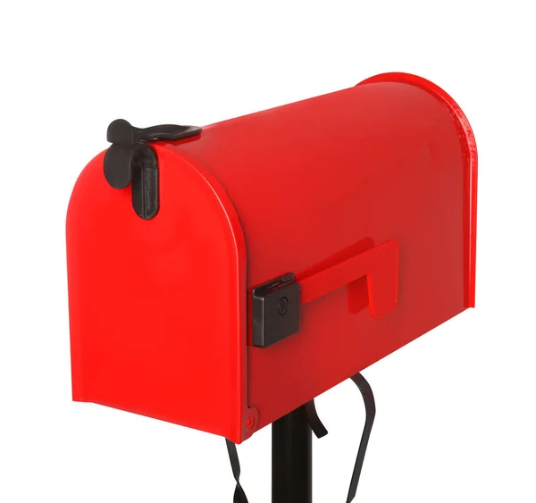 Geschlossener Roter Briefkasten Isoliert Auf Weiß — Stockfoto