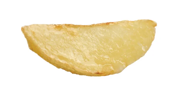 Lekker Gebakken Aardappelschijfje Geïsoleerd Wit — Stockfoto