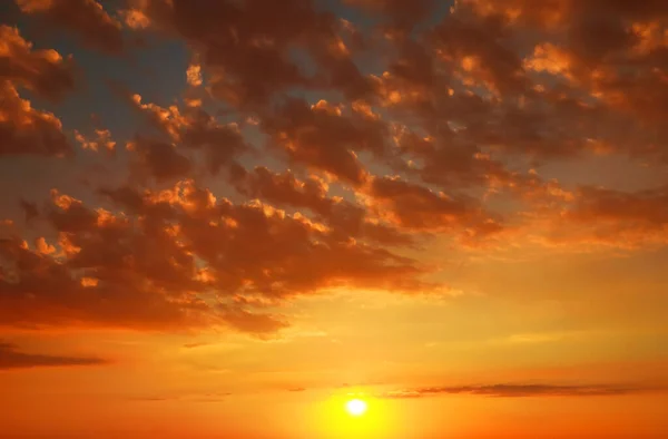 Beautiful View Orange Sky Clouds Sunset — Foto de Stock