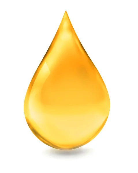 Drop Golden Oily Liquid White Background — Stock Photo, Image