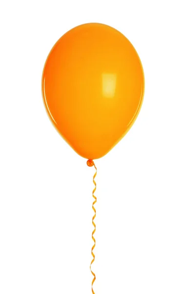 Balon Portocaliu Panglică Izolată Alb — Fotografie, imagine de stoc