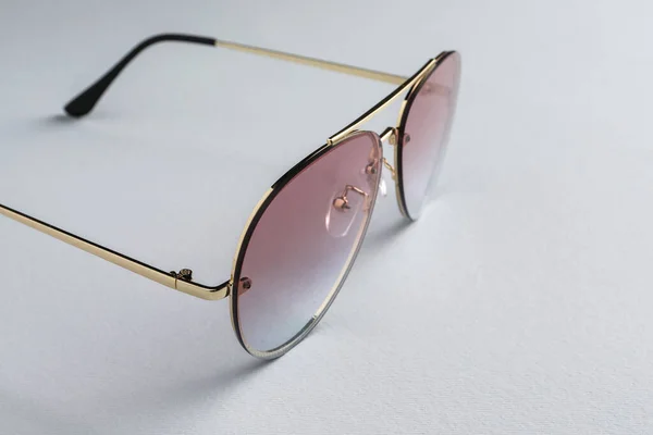New Stylish Sunglasses White Background Closeup — Photo