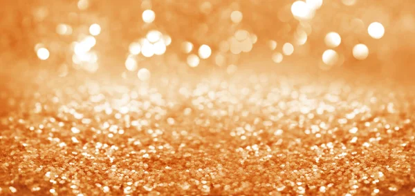 Glanzende Oranje Glitter Wazig Licht Achtergrond Banner Design Bokeh Effect — Stockfoto