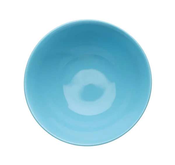 Empty Blue Ceramic Bowl Isolated White Top View — стоковое фото