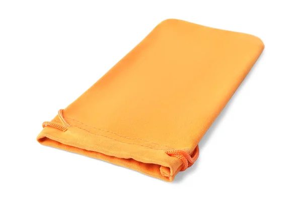 Orange Cloth Sunglasses Bag Isolated White — Fotografia de Stock