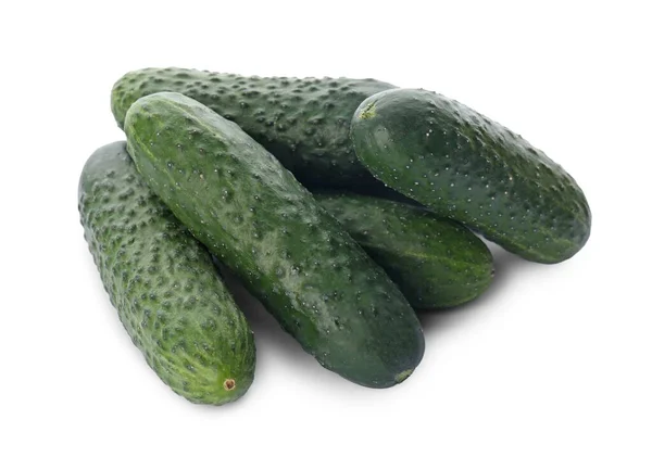 Whole Fresh Green Cucumbers White Background —  Fotos de Stock