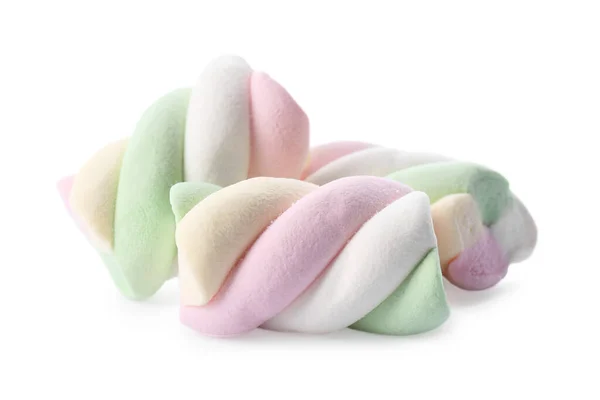 Three Delicious Colorful Marshmallows Isolated White — стоковое фото