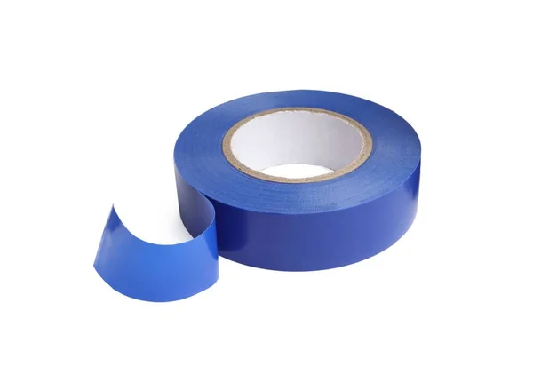 Reel Blue Insulating Tape Isolated White — Foto Stock