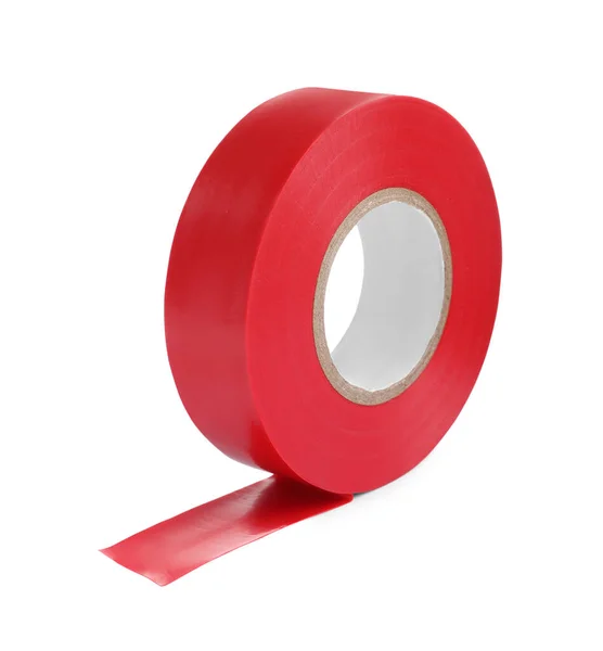 Red Insulating Tape Isolated White Electrician Supply — 스톡 사진