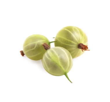 Beyaz üzerine izole edilmiş üç taze bektaşi üzümü.