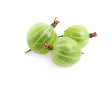 Three fresh ripe gooseberries isolated on white