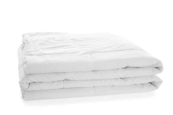 Складное Чистое Одеяло Изолированное Белом Бытовой Текстиль — стоковое фото