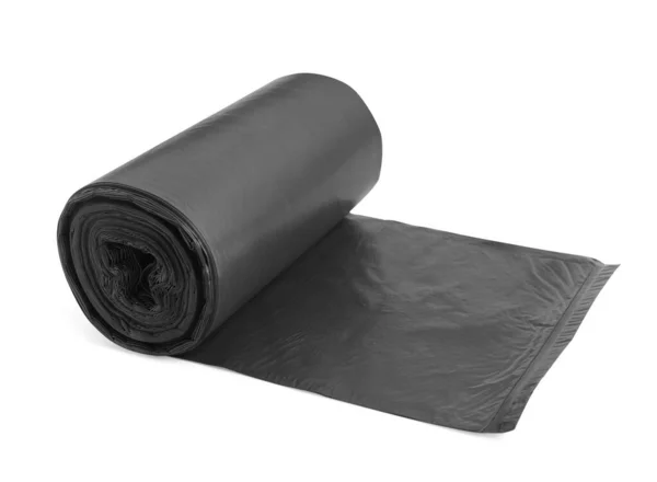 Roll Black Garbage Bags White Background Cleaning Supplies — ストック写真