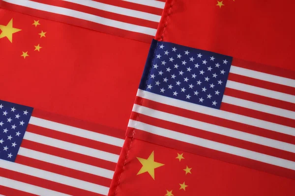 Usa China Flags Background Top View International Relations — Stock Photo, Image