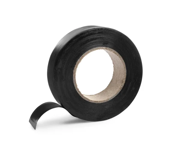 Reel Black Insulating Tape Isolated White —  Fotos de Stock