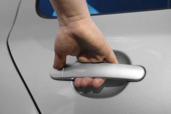 Closeup View Man Opening Car Door — Stock Photo, Image