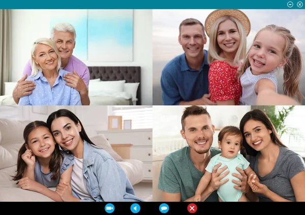 Happy Family Members Having Online Meeting Videocall Application — Photo