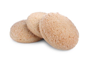 Beyaz üzerine izole edilmiş üç lezzetli şekerli kurabiye