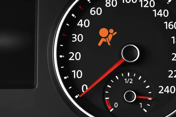 Closeup View Dashboard Warning Icon Check Airbag System Car —  Fotos de Stock