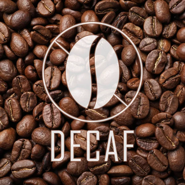 Pile Decaf Coffee Beans Background Top View — Stockfoto