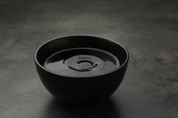 Black Bowl Water Grey Table — Stock Photo, Image