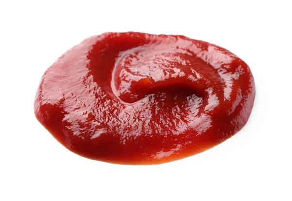 Fresh Tasty Red Ketchup Isolated White Closeup — Stock Photo, Image