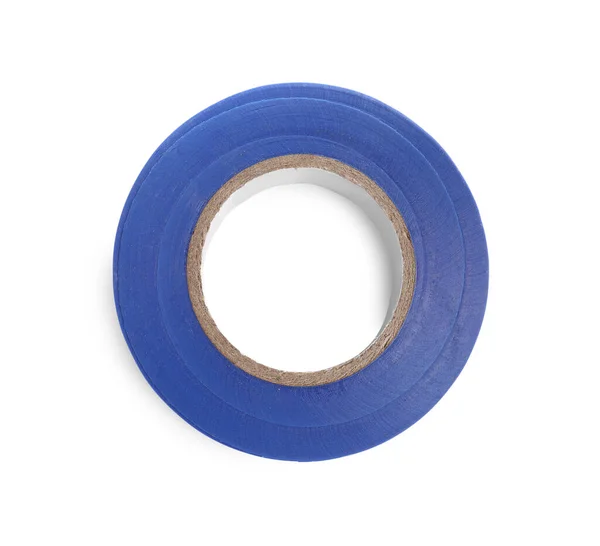 Blue Insulating Tape Isolated White Top View —  Fotos de Stock