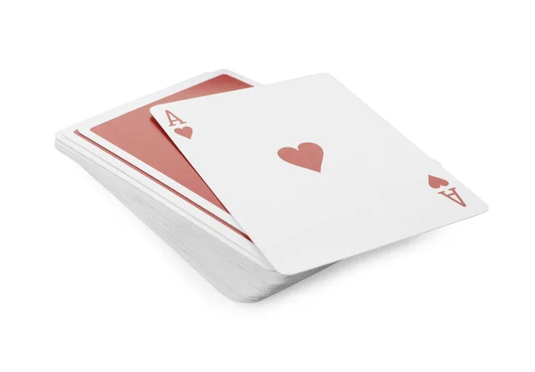 Dek Van Speelkaarten Witte Achtergrond — Stockfoto