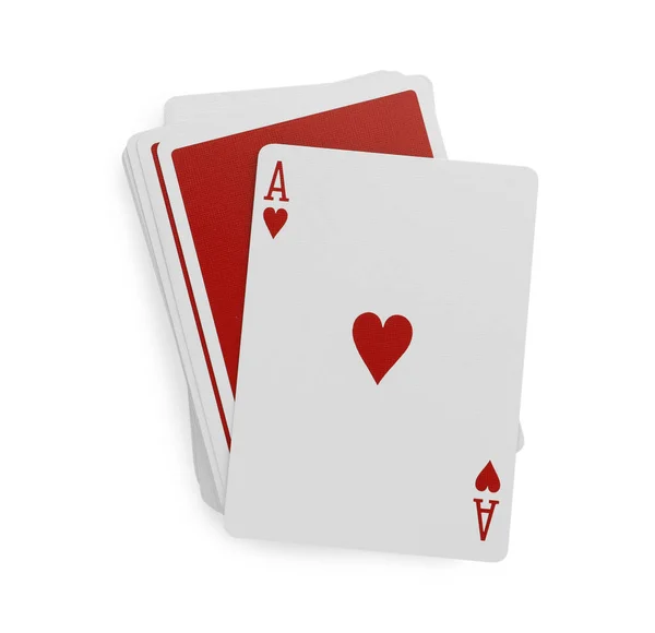 白色背景的扑克牌 顶部视图 — 图库照片