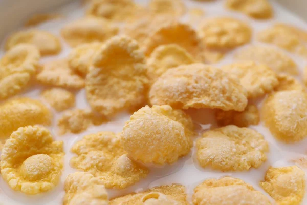 Tasty Cornflakes Milk Background Closeup — Stock Photo, Image