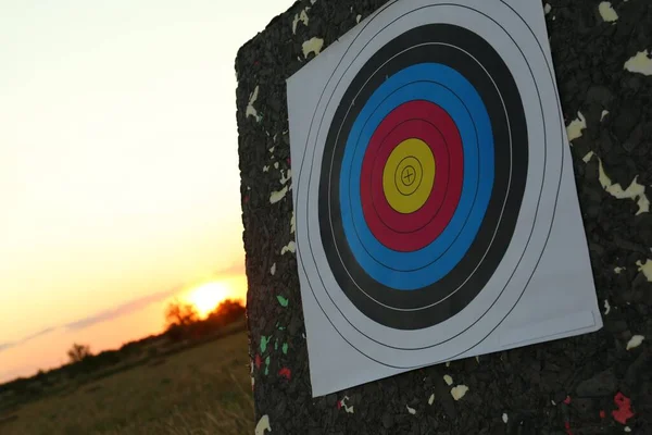 Archery Target Field Sunset Closeup — 图库照片