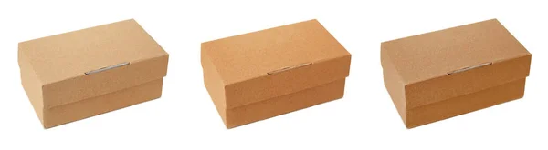 Set Cardboard Boxes White Background Banner Design — Stock fotografie