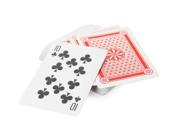 Палуба Ігрових Карток Ізольована Білому Гра Покер — стокове фото