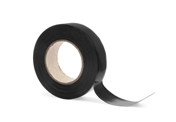 Reel Black Insulating Tape Isolated White — Fotografia de Stock