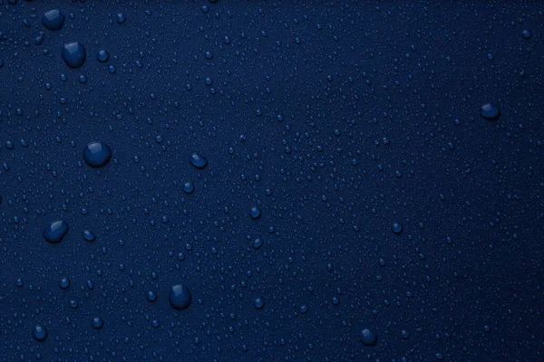 Many Water Drops Bright Blue Background — Fotografia de Stock