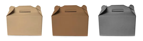 Set Cardboard Boxes White Background Banner Design — 图库照片
