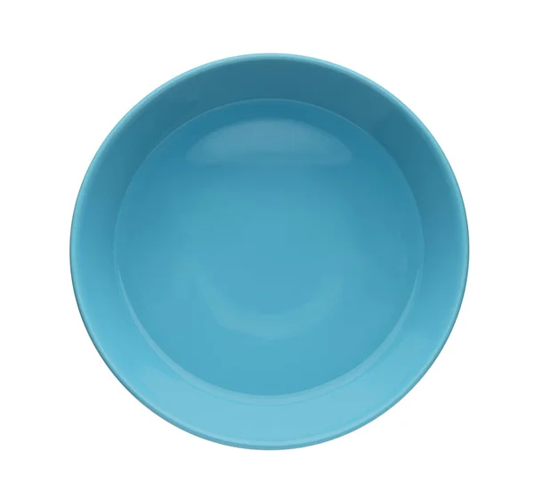 Blue Ceramic Bowl Clear Water Isolated White Top View — Stockfoto