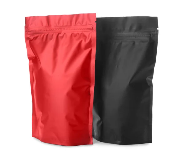 Black Red Resealable Foil Packages Isolated White — Foto de Stock