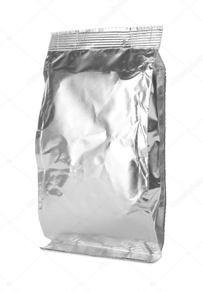 Blank foil package for products isolated on white