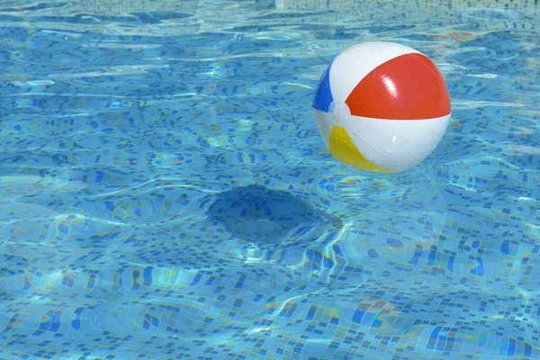 Inflatable Beach Ball Floating Swimming Pool Space Text — Fotografia de Stock