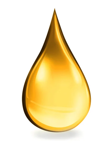 Drop Golden Oily Liquid White Background — Foto de Stock