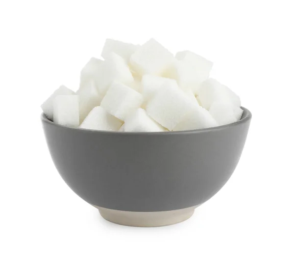 Bowl Cubes Refined Sugar Isolated White — Stok fotoğraf