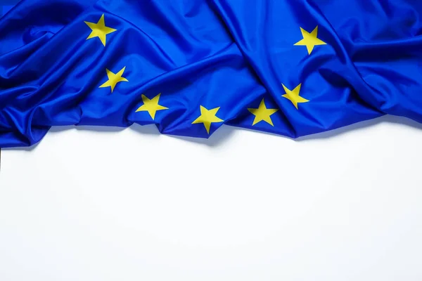Flag European Union White Background Top View Space Text — Stockfoto