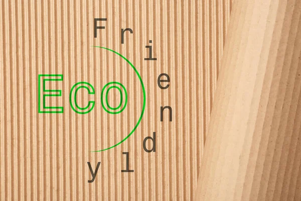 Phrase Eco Friendly Written Cardboard Top View — Foto Stock